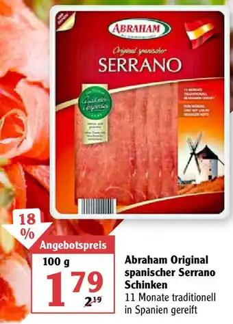 Globus Abraham Original spanischer Serrano Schinken 100g Angebot