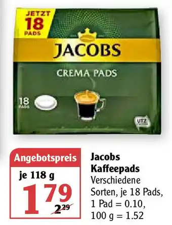 Globus Jacobs Kaffeepads 118g Angebot