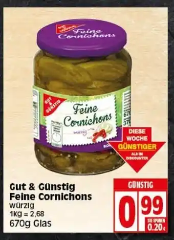 Elli Markt Gut & Günstig Feine Cornichons 670g Glas Angebot