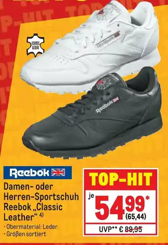 METRO Reebok Damen oder Herren Sportschuh Reebok Classic Leather Angebot