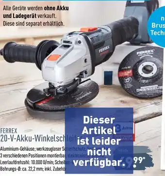 Aldi Nord Ferrex 20 V Akku Winkelschleifer Angebot