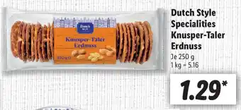 Lidl Dutch Style Specialities Knusper Taler Erdnuss 250 g Angebot