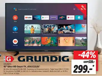 Lidl Grundig 43" Ultra HD Smart TV ,,43VLX22LDL" Angebot