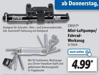 Lidl Crivit Mini Luftpumpe/Fahrrad Werkzeug Angebot