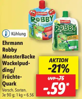 Lidl Ehrmann Robby MonsterBacke Wackelpudding/Früchte Quark 90 g Angebot