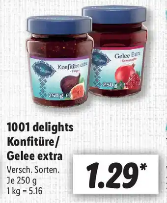Lidl 1001 delights Konfitüre/Gelee extra 250 g Angebot
