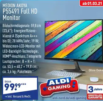 Aldi Nord Medion Akoya P55491 Full HD Monitor Angebot