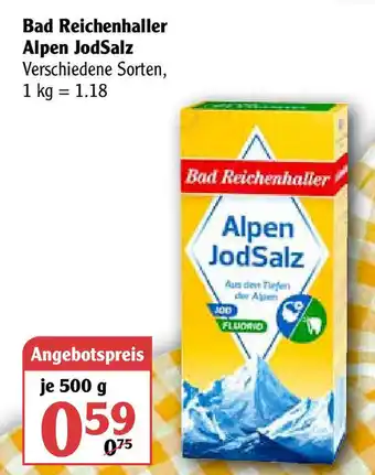 Globus Bad Reichenhaller Alpen JodSalz 500g Angebot