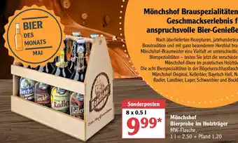 Globus Mönchshof Bierprobe im Holzträger 8x0,5L Angebot