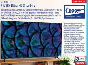 Aldi Nord Medion Life X17882 Ultra HD Smart TV Angebot