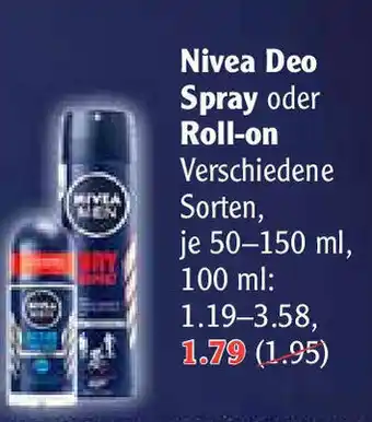 Globus Nivea Deo Spray oder Roll-on 50-150ml Angebot