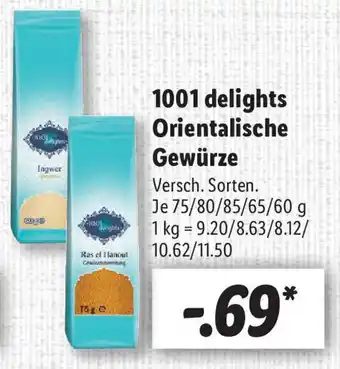 Lidl 1001 delights Orientalische Gewürze 75/80/85/65/60 g Angebot