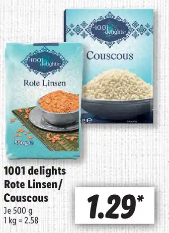 Lidl 1001 delights Rote Linsen/Couscous 500 g Angebot