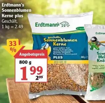 Globus Erdtmann's Sonnenblumen Kerne plus 800g Angebot