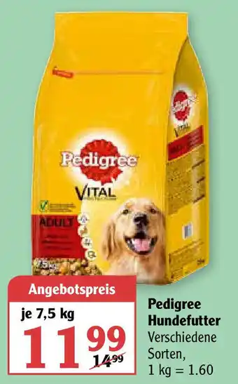 Globus Pedigree Hundefutter 7,5kg Angebot