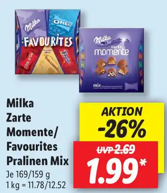 Lidl Milka Zarte Momente/Favourites Pralinen Mix 169/159 g Angebot