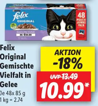 Lidl Felix Original Gemischte Vielfalt in Gelee 48 x 85 g Angebot