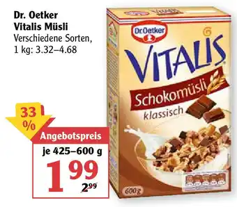 Globus Dr. Oetker Vitalis Müsli 425-600g Angebot