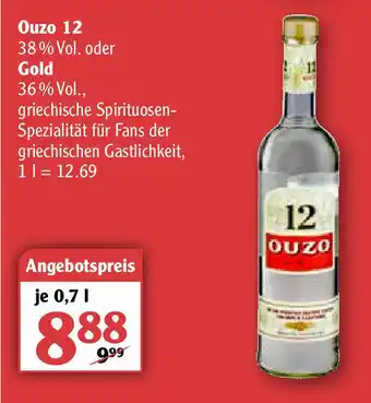 Globus Ouzo 12 oder Gold 0,7L Angebot