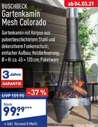 Aldi Nord Buschbeck Gartenkamin Mesh Colorado Angebot