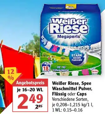 Globus Weißer Riese, Spee Waschmittel Pulver, Flüssig oder Caps Angebot