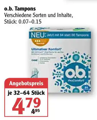 Globus o.b. Tampons Angebot