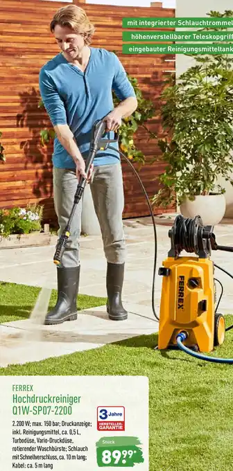Aldi Nord Ferrex Hochdruckreiniger Q1W SPO7 2200 Angebot