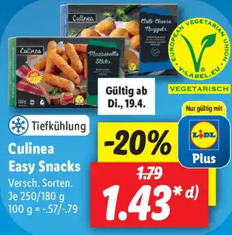 Lidl Culinea Easy Snacks 250/180g Angebot