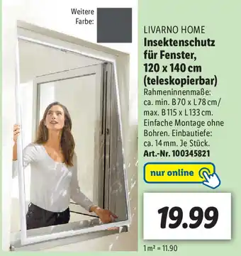 Lidl Livarno Home Insektenschutz für Fenster 120x140 cm (teleskopierbar) Angebot