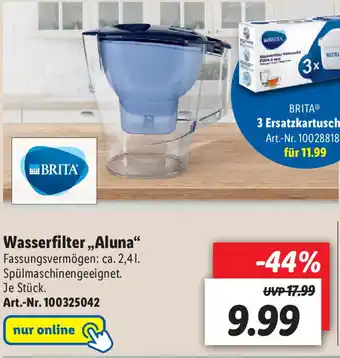 Lidl Brita Wasserfilter Aluna Angebot
