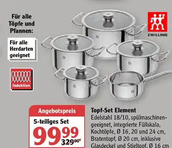 Globus Zwilling Topf-Set Element Angebot