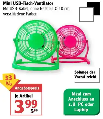 Globus Mini USB-Tisch-Ventilator Angebot