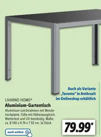 Lidl Livarno home aluminium-gartentisch Angebot