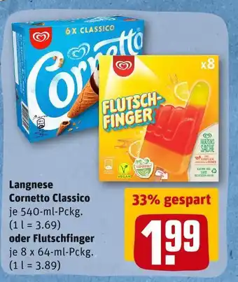 REWE Langnese cornetto classico oder flutschfinger Angebot