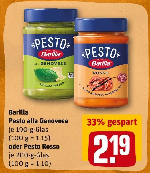 Barilla pesto alla genovese oder pesto rosso Angebot bei REWE