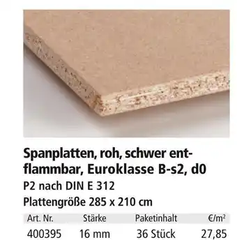 Holz Possling Spanplatten, roh, schwer ent- flammbar, euroklasse b-s2, d0 Angebot