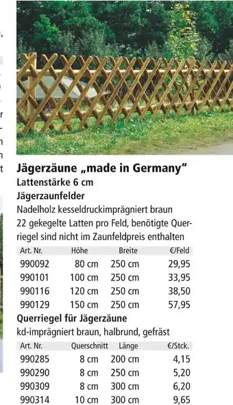 Holz Possling Jägerzäune „made in germany“ Angebot