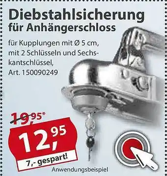 Sonderpreis Baumarkt Diebstahlsicherung Für Anhängerschloss Angebot