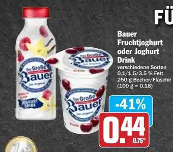 Hit Bauer Fruchtjoghurt Oder Joghurt Drink Angebot