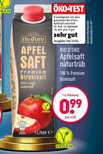 Aldi Nord Rio D' Oro Apfelsaft naturtrüb Angebot