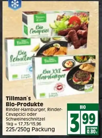 Edeka Tillman's Bio Produkte 225/250g Packung Angebot