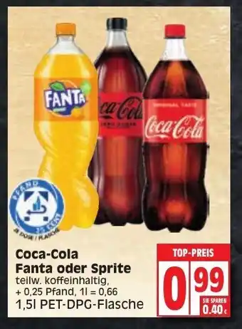 Edeka Coca Cola , Fanta, oder Sprite 1,5L Angebot