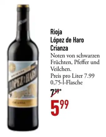 Galeria Markthalle Rioja López de Haro Crianza 0,75L Flasche Angebot