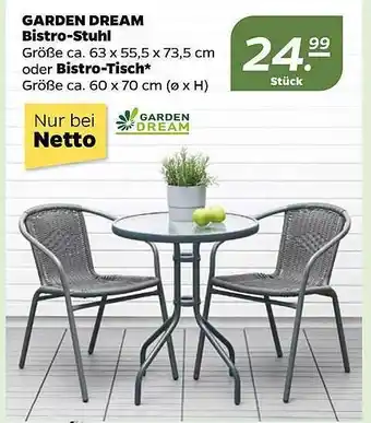 NETTO Garden Dream Bistro Stuhl Oder Bistro Tisch Angebot