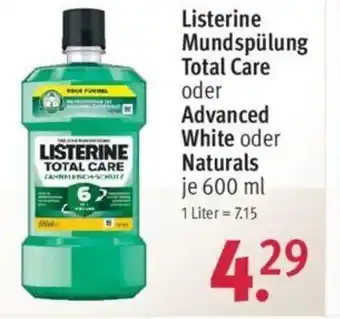 Rossmann Listerine Mundspulung Total Care oder Advanced White oder Naturals je 600 ml Angebot