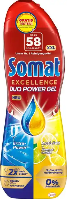 dm drogerie Somat spülmaschinen reiniger excellence duo power gel zitrone & limette 58 spülgänge Angebot