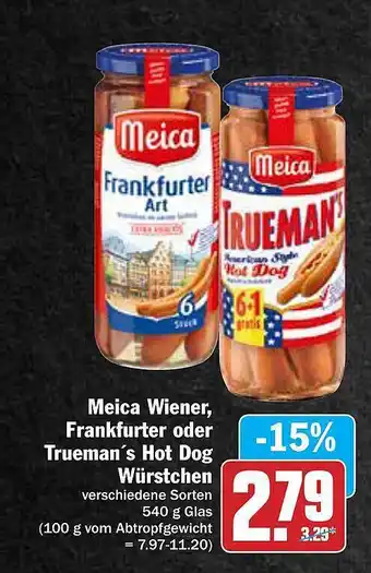 AEZ Meica Wiener, Frankfurter Oder Trueman's Hot Dog Würstchen Angebot