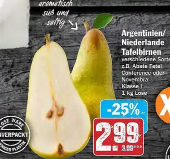 AEZ Argentinien Oder Niederlande Tafelbirnen Angebot