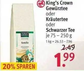 Rossmann King's Crown Gewürztee, Kräutertee Oder Schwarzer Tee Angebot