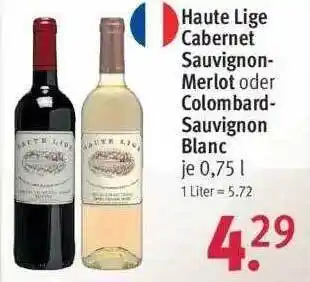 Rossmann Haute Lige Cabernet Sauvignon-merlot Oder Colombard-sauvignon Blanc Angebot